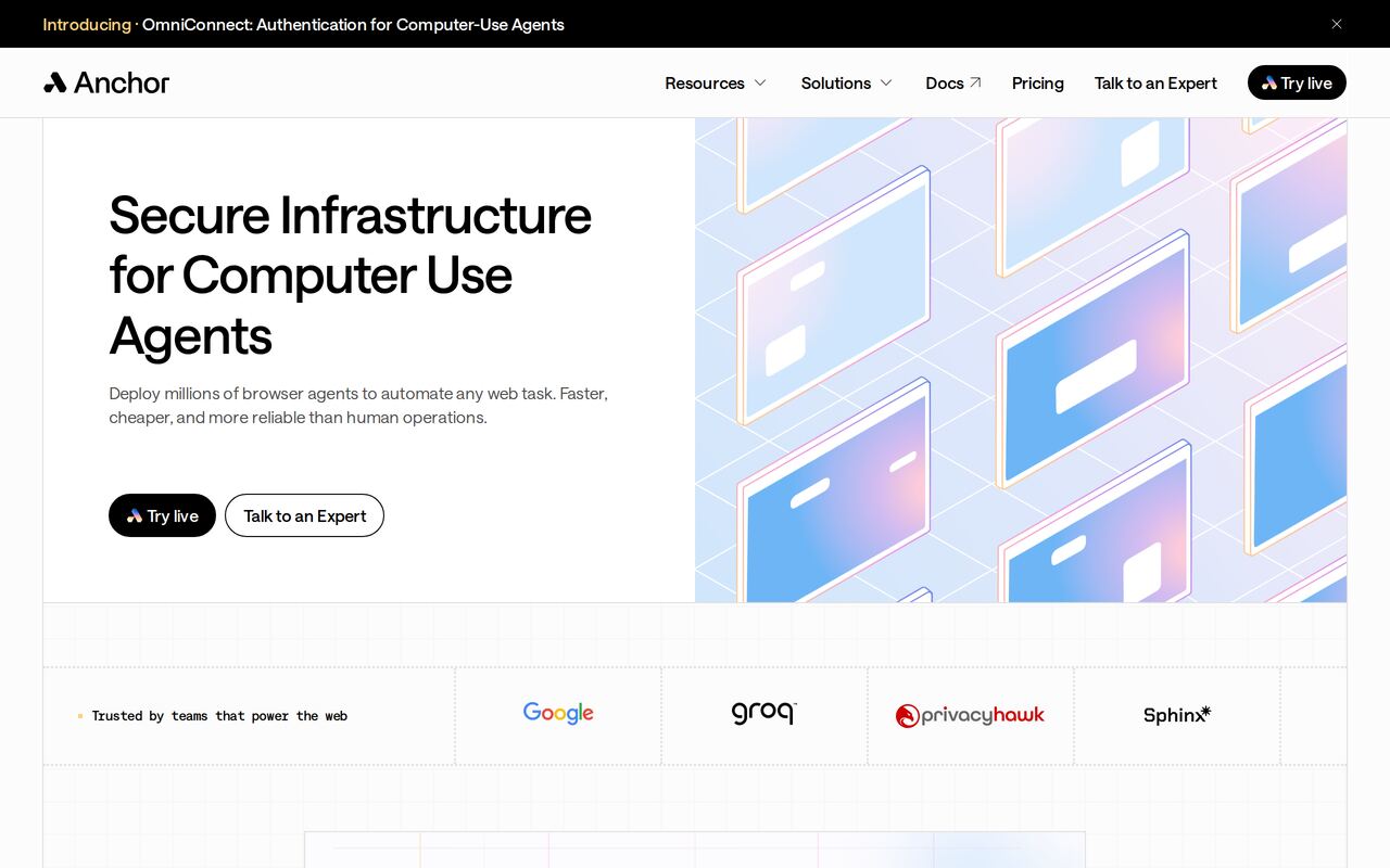 Anchor Browser homepage
