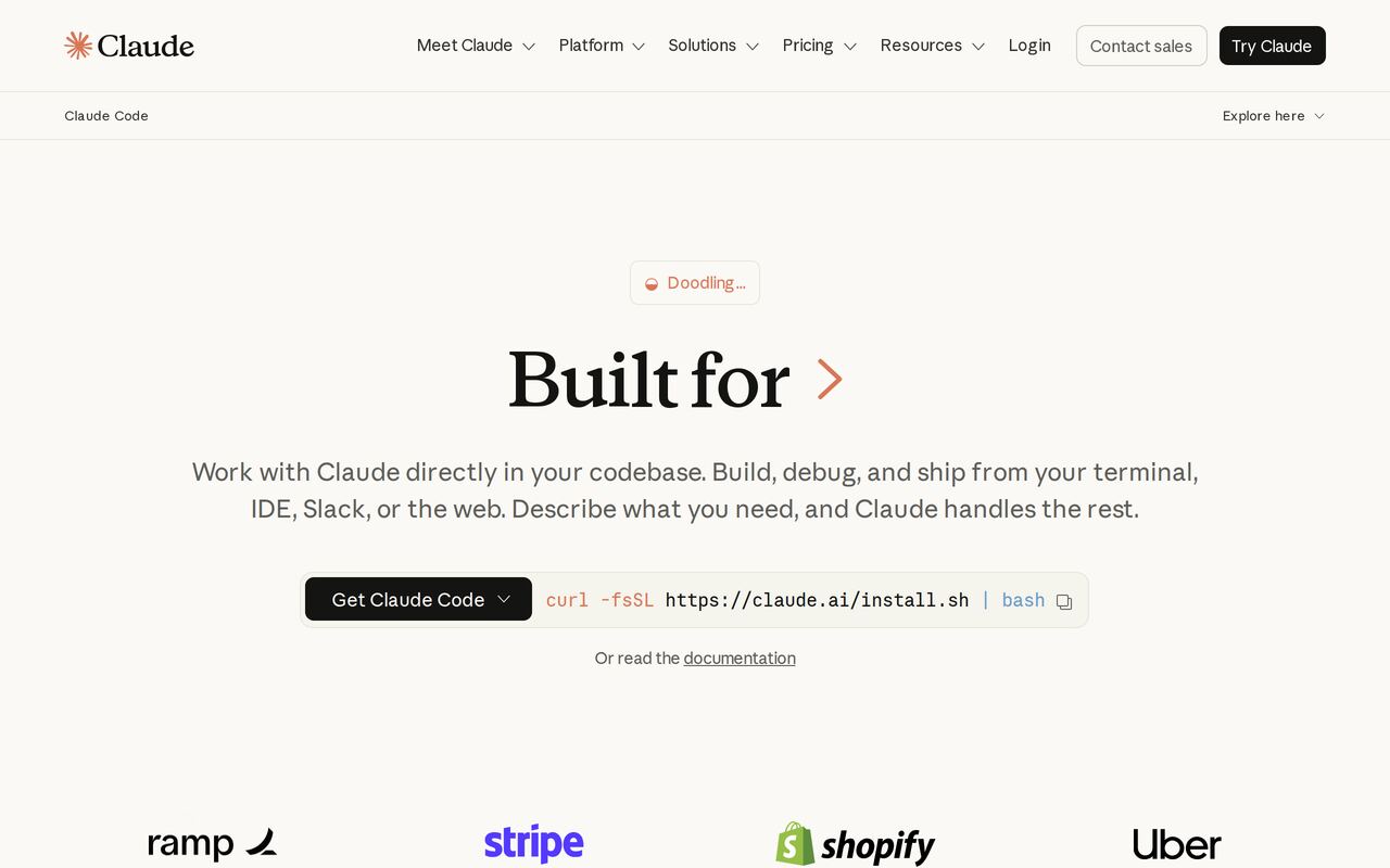 Claude Code homepage