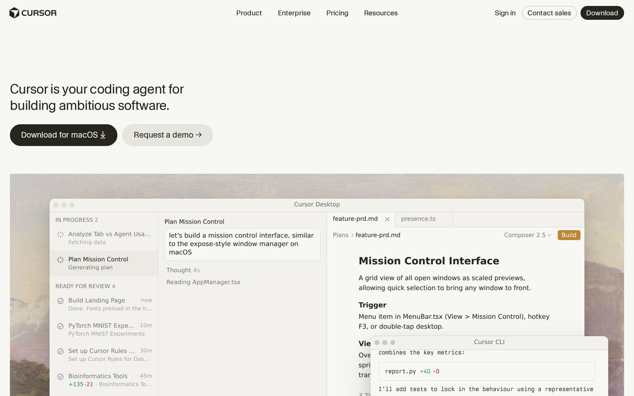 Cursor homepage