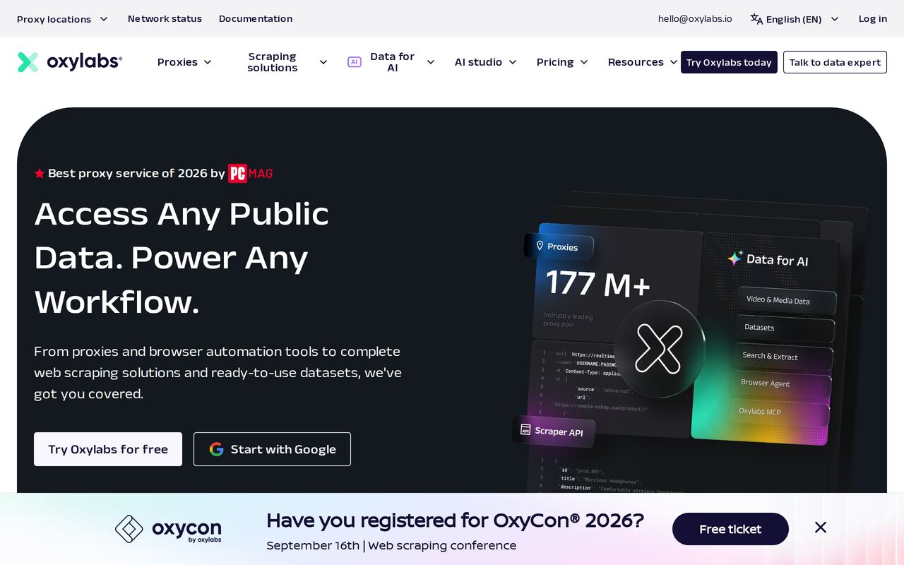 Oxylabs homepage