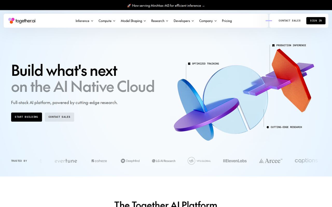 Together AI homepage
