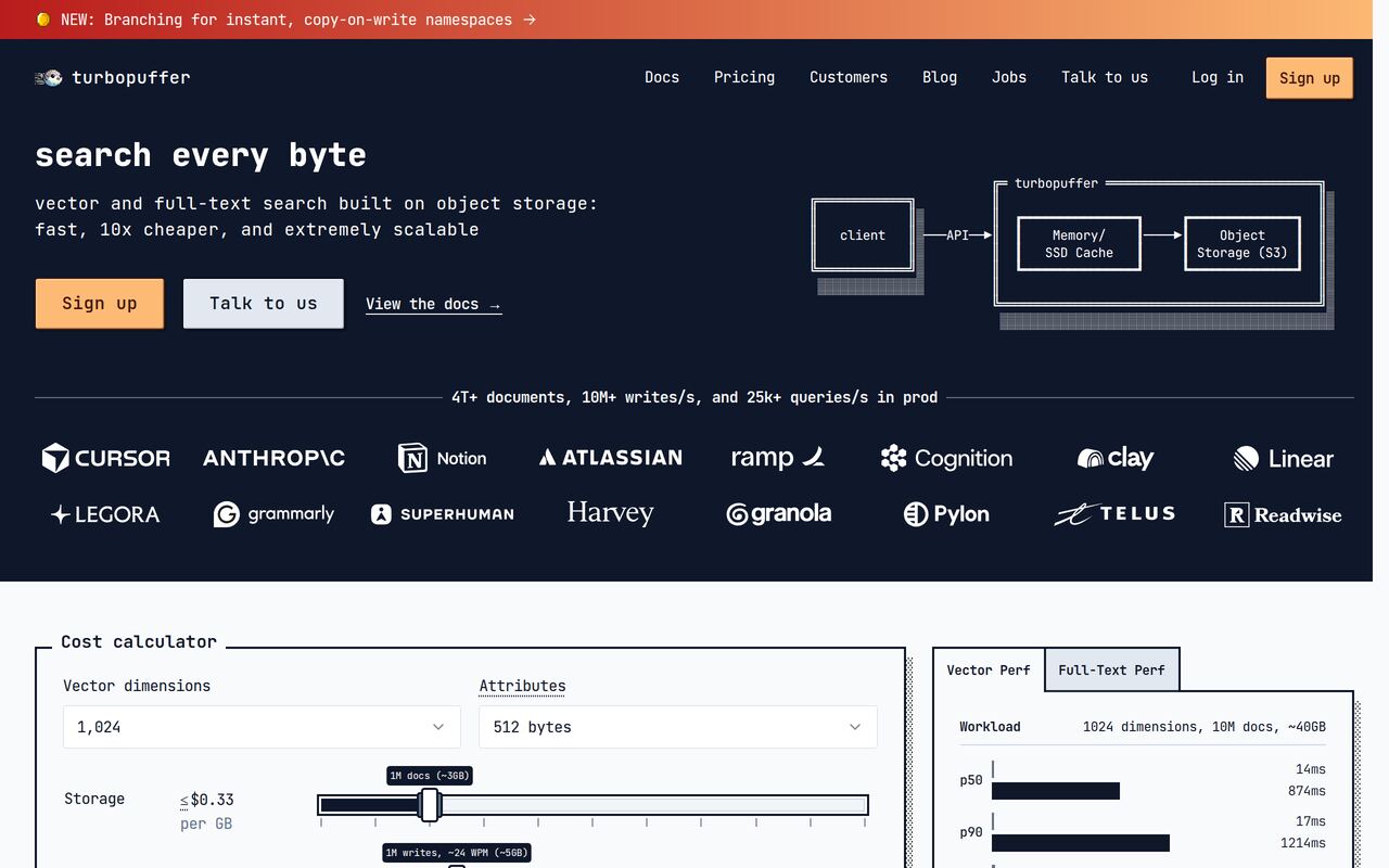 turbopuffer homepage